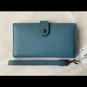 NWT Coach Small Wallet/Wristlet in Blue Polished